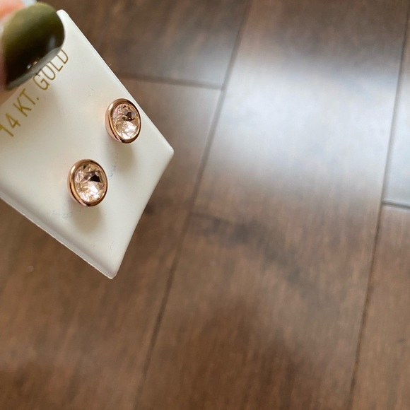 Rose Gold Stud Earrings - Picture 2 of 3